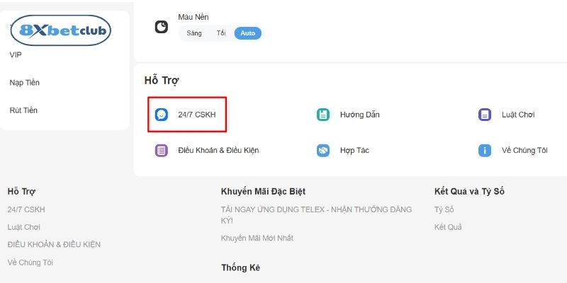 Liên hệ 8XBet qua chat trực tuyến hoạt động 24/7