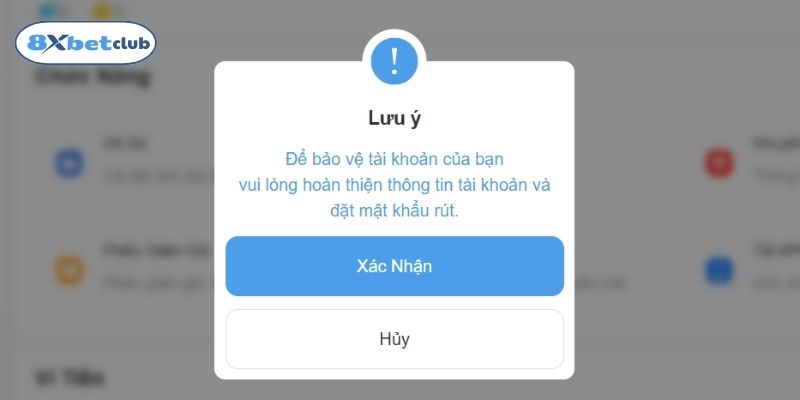 Khai báo thông tin ngân hàng và tài khoản trước khi nạp rút tiền 8XBet