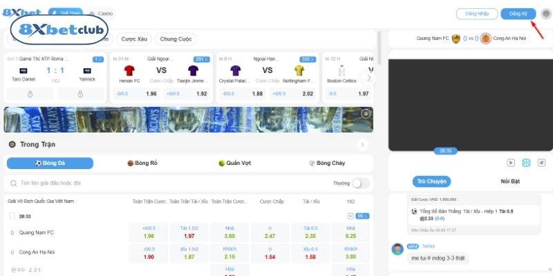 Truy cập link chính thức để đăng ký 8XBet